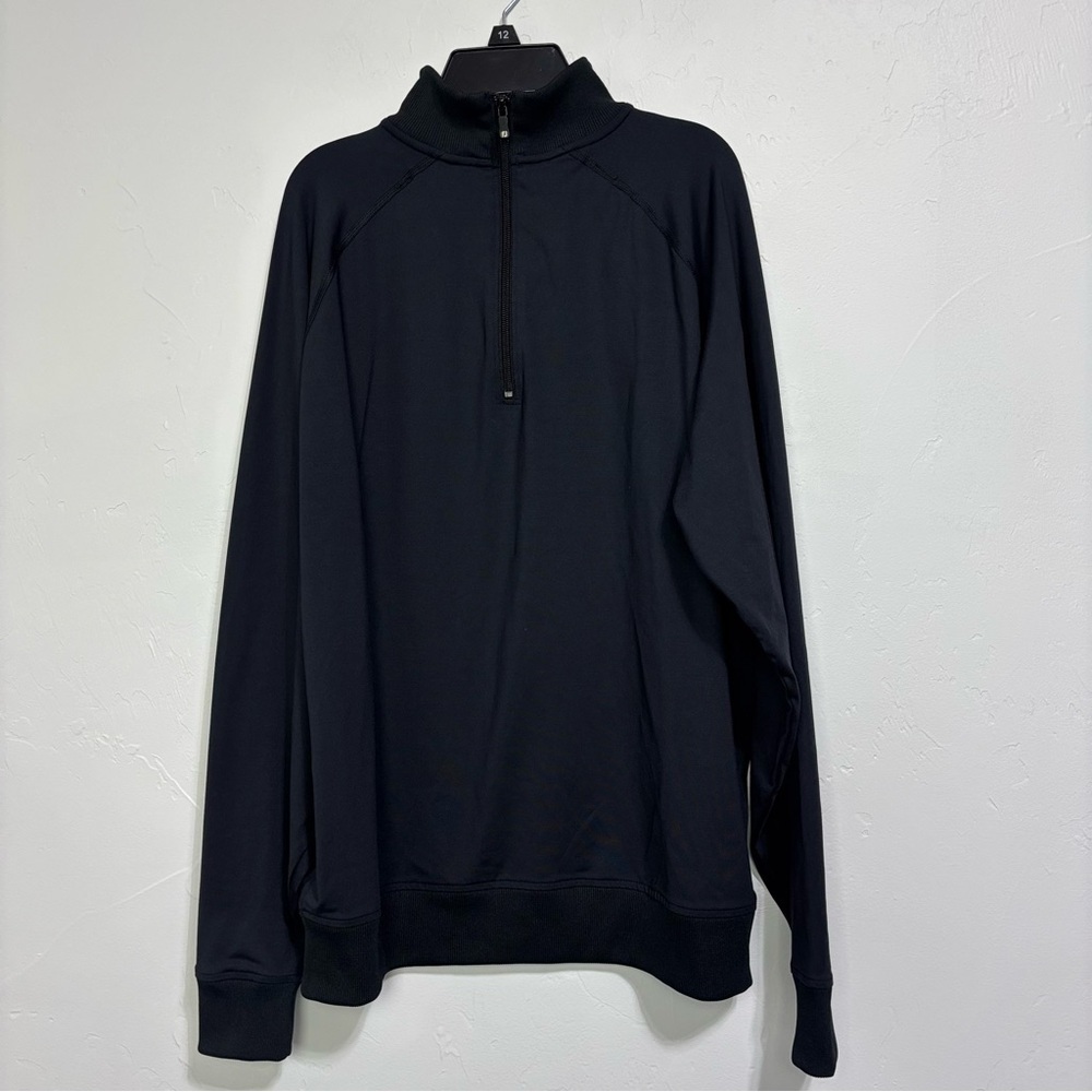 FJ Footjoy Men's Quarter 1/4 Zip Pullover Jacket Lightweight Black Medium Golf